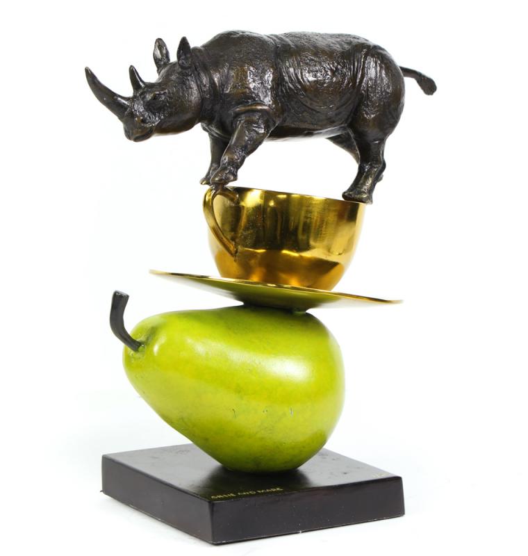 Rhino (black-gold) Sculpture. Limited Edition